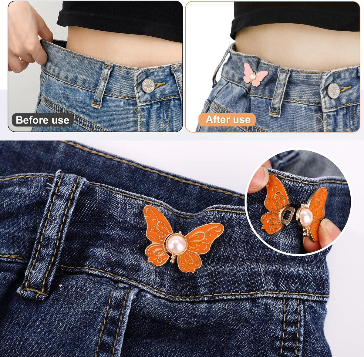 🦋8Pcs Butterfly Pants Waist Tightener
